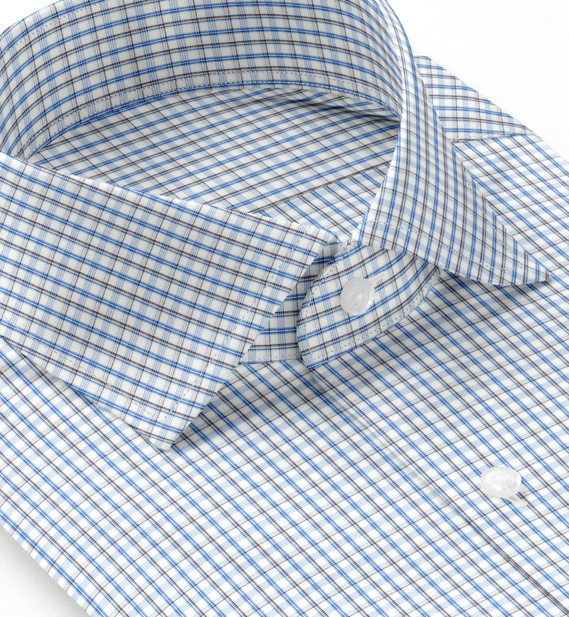 Shivas Blue & Grey Poplin Checks Giza Cotton Shirting Fabric (LS-580-G) Shivas Blue & Grey Poplin Checks Giza Cotton Shirting Fabric (LS-580-G)