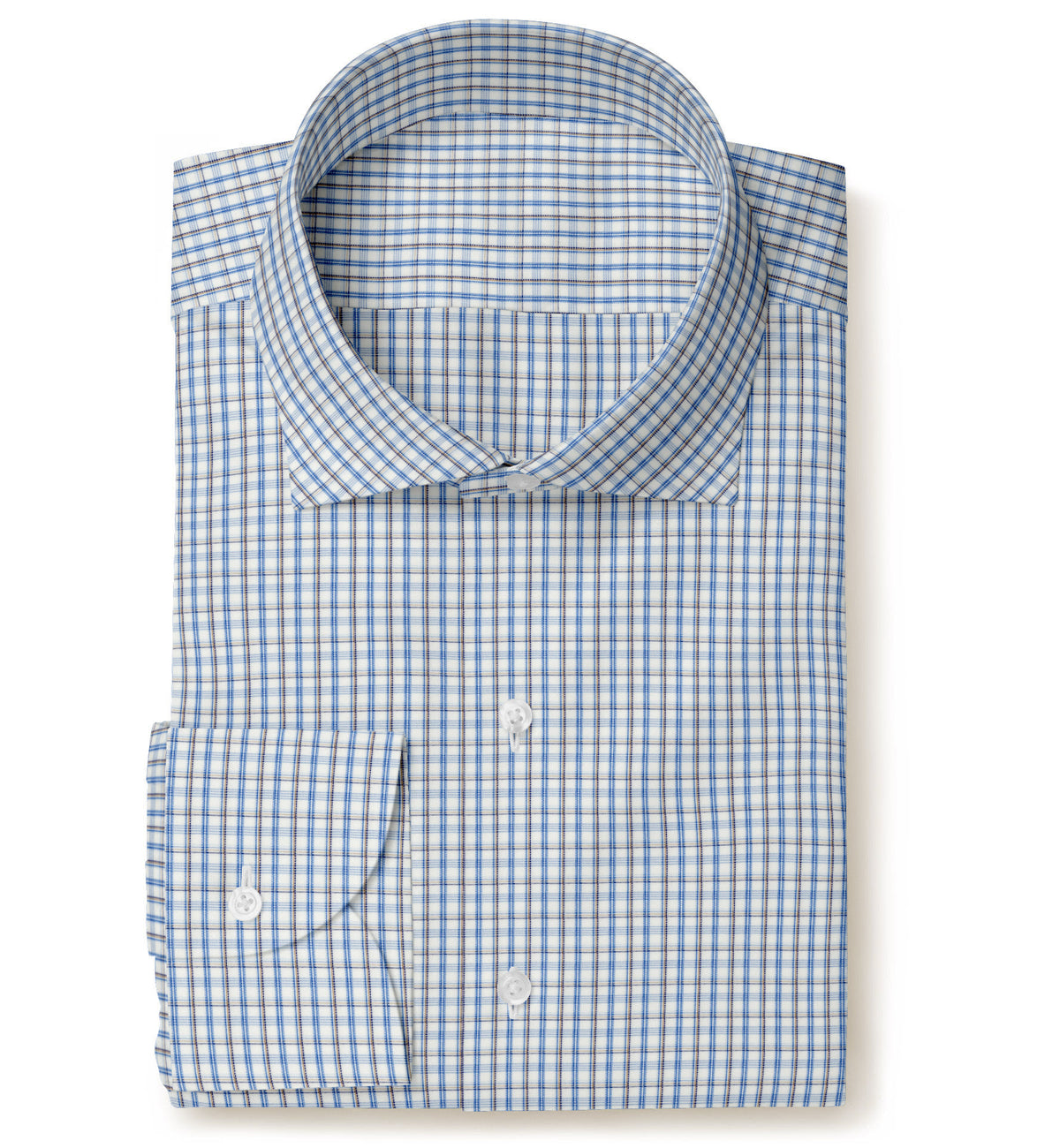 Shivas Blue & Grey Poplin Checks Giza Cotton Shirting Fabric (LS