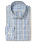 Image of a Blue & Grey Poplin Checks Giza Cotton Shirting Fabric