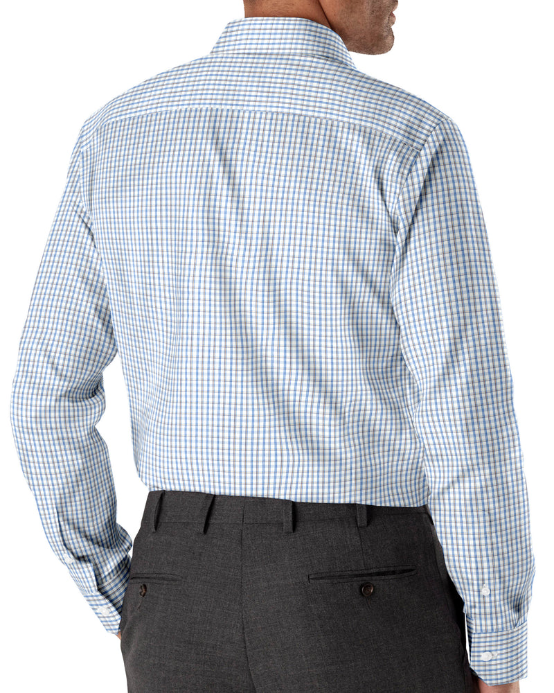 Image of a Blue & Grey Poplin Checks Giza Cotton Shirting Fabric