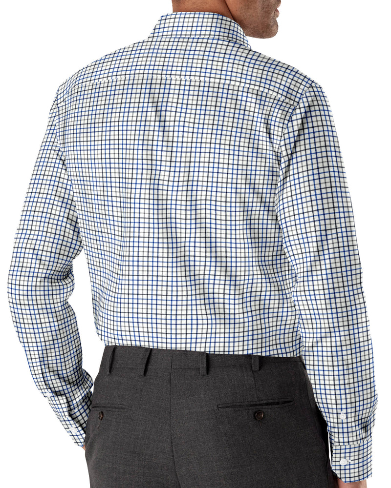 Image of a Blue & Grey Twill Checks Giza Cotton Shirting Fabric