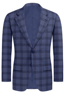 Image of a Blue & Grey Worsted Checks Merino Wool Blazers Fabric