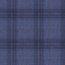 Image of a Blue & Grey Worsted Checks Merino Wool Suiting Fabric