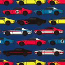 Image of a Blue & Lime Satin Prints Poly Viscose Lining Fabric