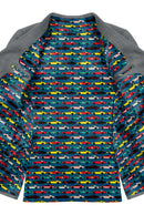 Image of a Blue & Lime Satin Prints Poly Viscose Lining Fabric