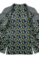 Image of a Blue & Lime Satin Prints Poly Viscose Lining Fabric