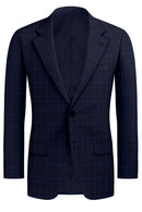 Image of a Blue & Mid-Blue Worsted Checks Merino Wool Blazers Fabric