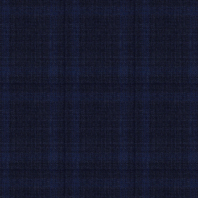 Image of a Blue & Mid-Blue Worsted Checks Merino Wool Suiting Fabric