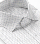 Image of a Blue & Pink Twill Checks Giza Cotton Shirting Fabric