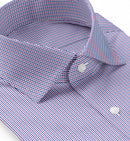 Image of a Blue & Purple Poplin Checks Giza Cotton Shirting Fabric