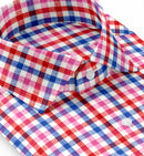 Image of a Blue & Red Oxford Checks Linen Shirting Fabric