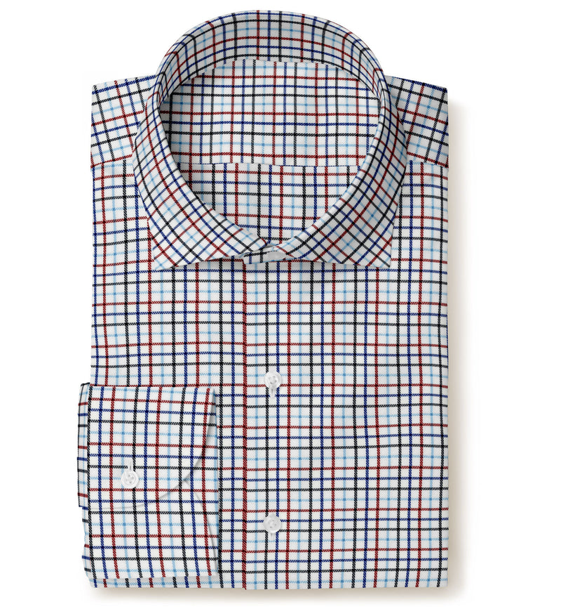 Image of a Blue & Red Twill Checks Giza Cotton Shirting Fabric