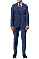 Image of a Blue & Sky-Blue Worsted Checks Merino Wool Blazers Fabric