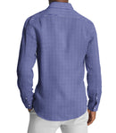 Image of a Blue & White Dobby Checks Cotton Linen Blend Shirting Fabric