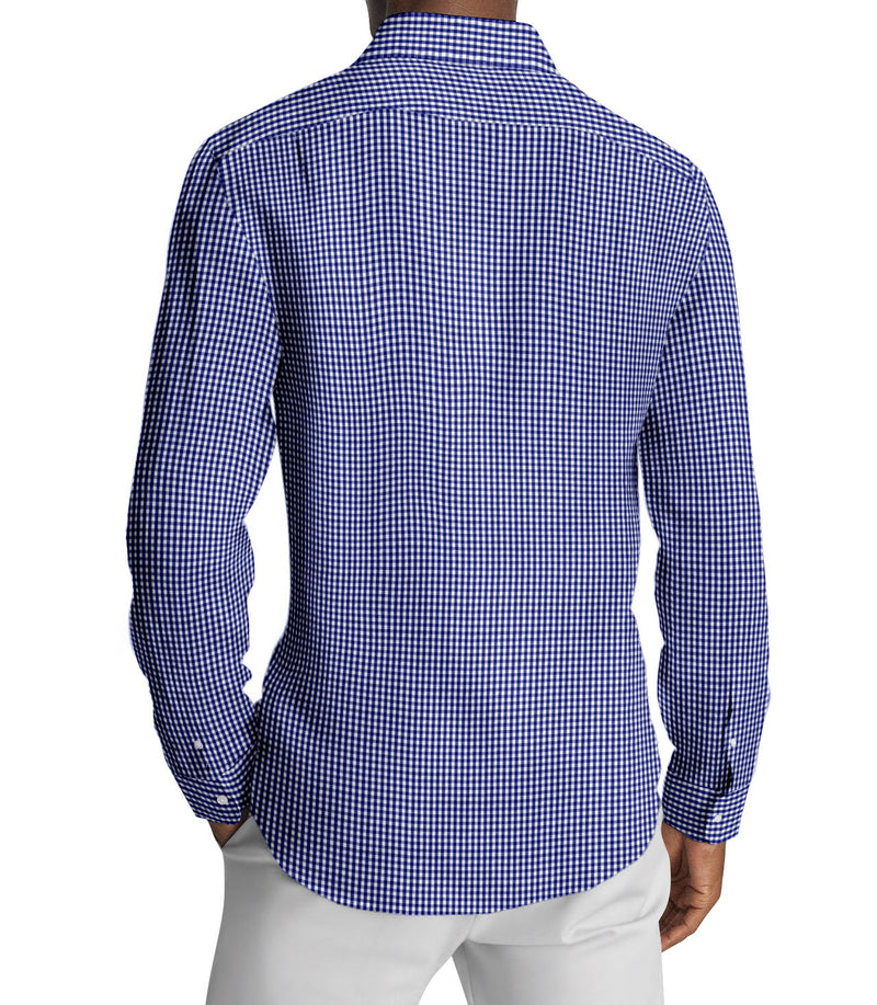 Image of a Blue & White Dobby Checks Cotton Linen Blend Shirting Fabric