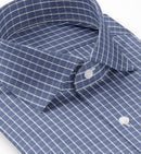 Image of a Blue & White Dobby Checks Giza Cotton Shirting Fabric