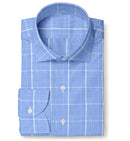 Image of a Blue & White Dobby Checks Giza Cotton Shirting Fabric