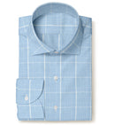 Image of a Blue & White Dobby Checks Giza Cotton Shirting Fabric