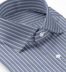 Image of a Blue & White Dobby Stripes Giza Cotton Shirting Fabric