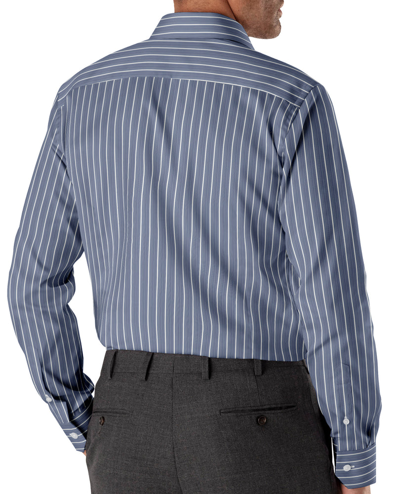 Image of a Blue & White Dobby Stripes Giza Cotton Shirting Fabric