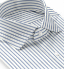 Image of a Blue & White Dobby Stripes Giza Cotton Shirting Fabric