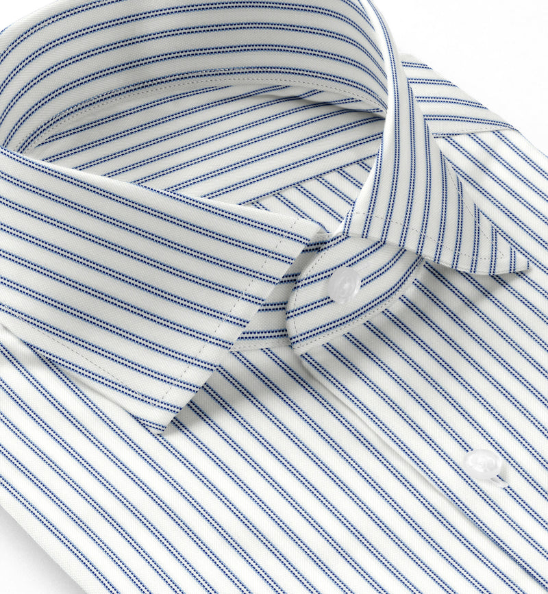 Image of a Blue & White Dobby Stripes Giza Cotton Shirting Fabric
