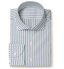 Image of a Blue & White Dobby Stripes Giza Cotton Shirting Fabric