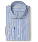 Image of a Blue & White Dobby Stripes Giza Cotton Shirting Fabric