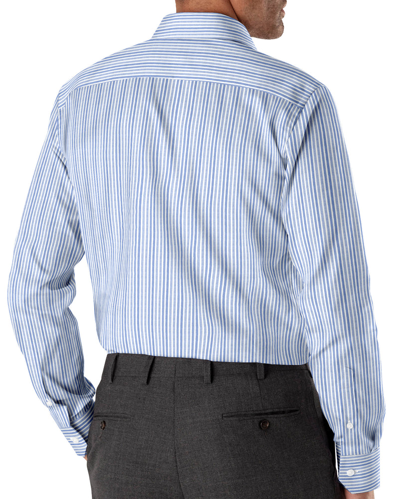 Image of a Blue & White Dobby Stripes Giza Cotton Shirting Fabric