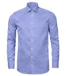 Image of a Blue & White Knit Micropattern Giza Cotton Shirting Fabric