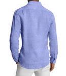 Image of a Blue & White Knit Micropattern Giza Cotton Shirting Fabric