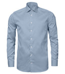 Image of a Blue & White Knit Twill Giza Cotton Shirting Fabric