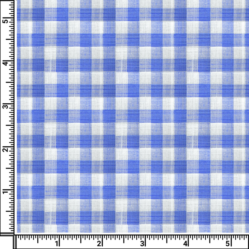 Image of a Blue & White Oxford Checks Cotton Linen Blend Shirting Fabric