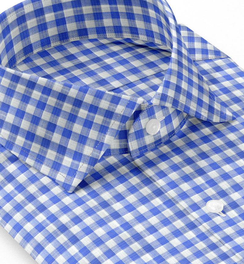 Image of a Blue & White Oxford Checks Cotton Linen Blend Shirting Fabric