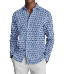 Image of a Blue & White Oxford Prints Linen Shirting Fabric