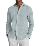 Image of a Blue & White Oxford Prints Linen Shirting Fabric