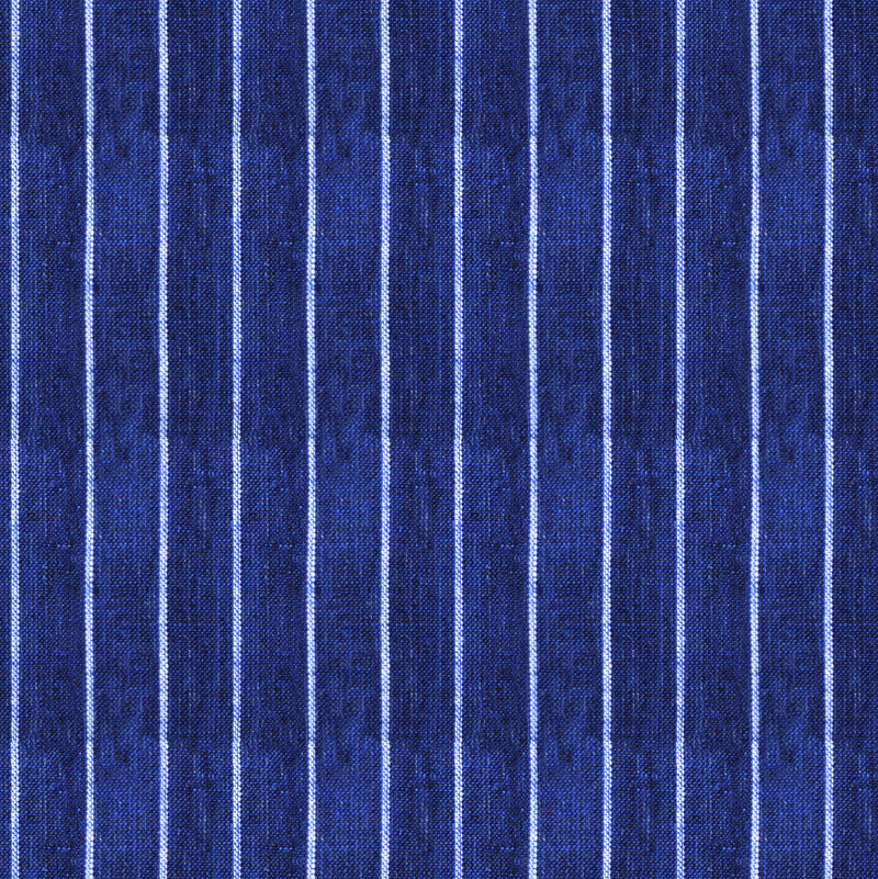 Image of a Blue & White Oxford Stripes Cotton Linen Blend Shirting Fabric