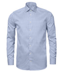 Image of a Blue & White Oxford Stripes Cotton Linen Blend Shirting Fabric