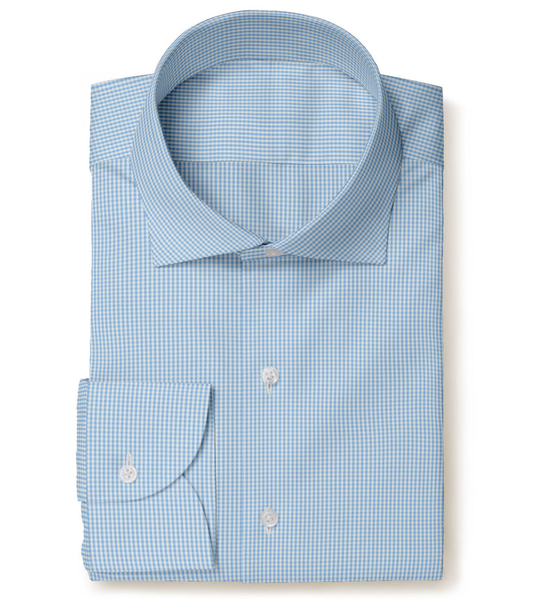 Image of a Blue & White Poplin Checks Giza Cotton Shirting Fabric