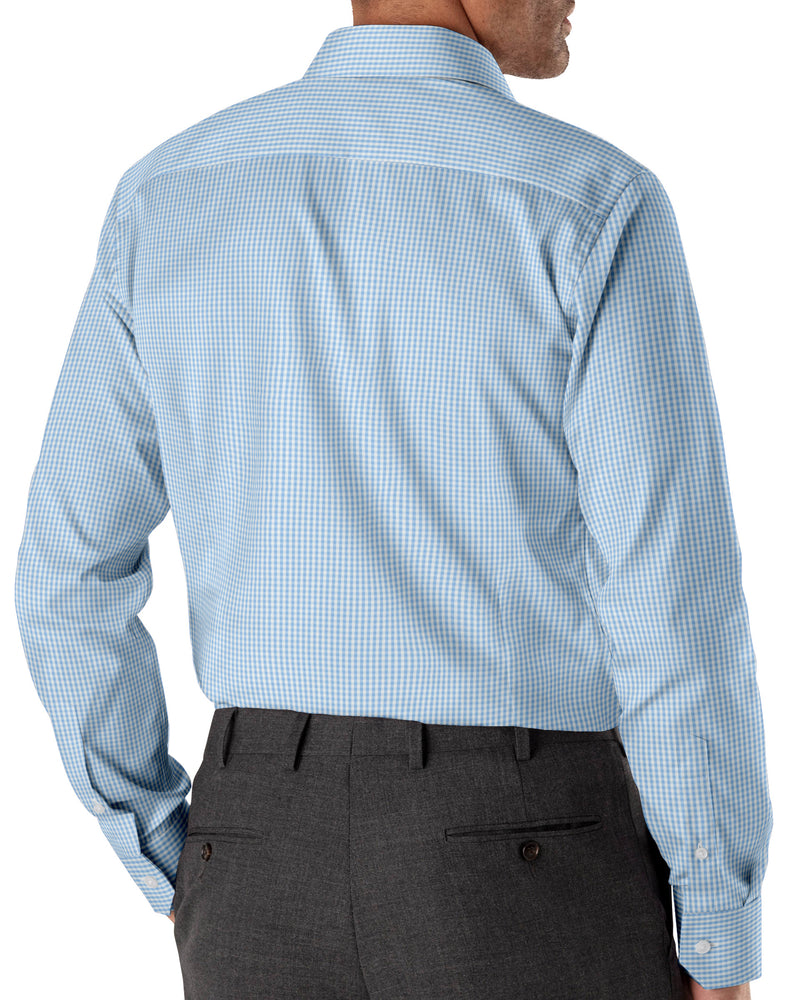 Image of a Blue & White Poplin Checks Giza Cotton Shirting Fabric