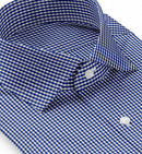 Image of a Blue & White Poplin Checks Giza Cotton Shirting Fabric