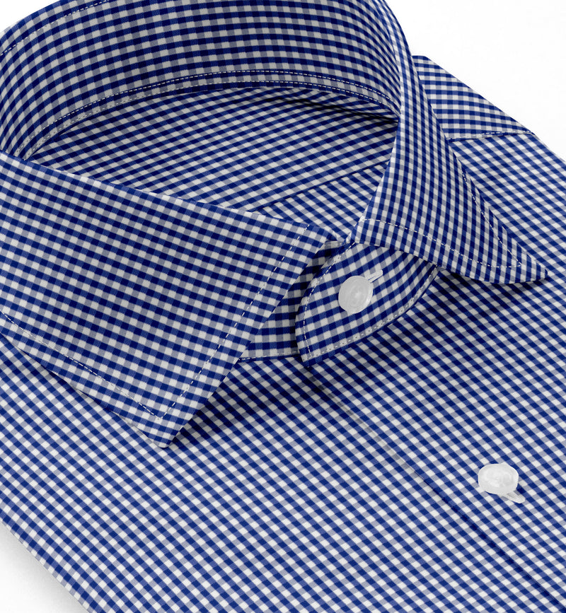 Image of a Blue & White Poplin Checks Giza Cotton Shirting Fabric