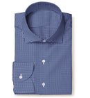 Image of a Blue & White Poplin Checks Giza Cotton Shirting Fabric