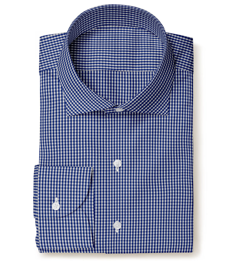 Image of a Blue & White Poplin Checks Giza Cotton Shirting Fabric