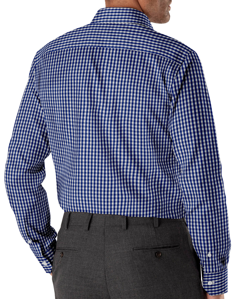 Image of a Blue & White Poplin Checks Giza Cotton Shirting Fabric