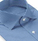 Image of a Blue & White Poplin Checks Giza Cotton Shirting Fabric