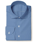 Image of a Blue & White Poplin Checks Giza Cotton Shirting Fabric