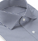 Image of a Blue & White Poplin Checks Giza Cotton Shirting Fabric