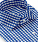 Image of a Blue & White Poplin Checks Giza Cotton Shirting Fabric