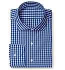 Image of a Blue & White Poplin Checks Giza Cotton Shirting Fabric